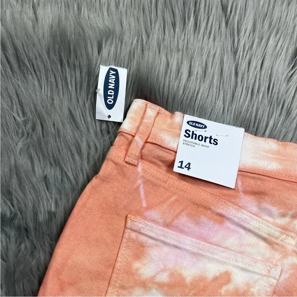 Old Navy Girls Orange Tie Dye Cuffed Shorts Size 14 Mid Length